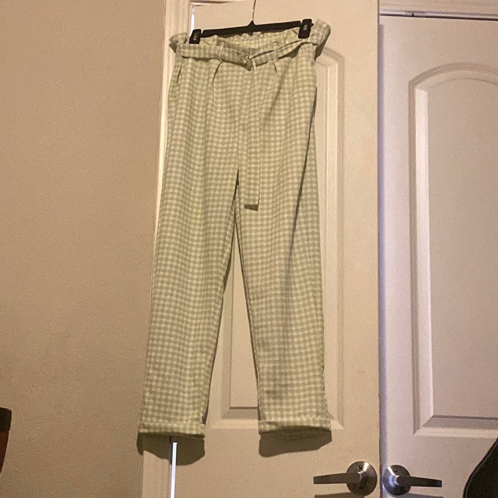 No comment, large,checkered lime pants